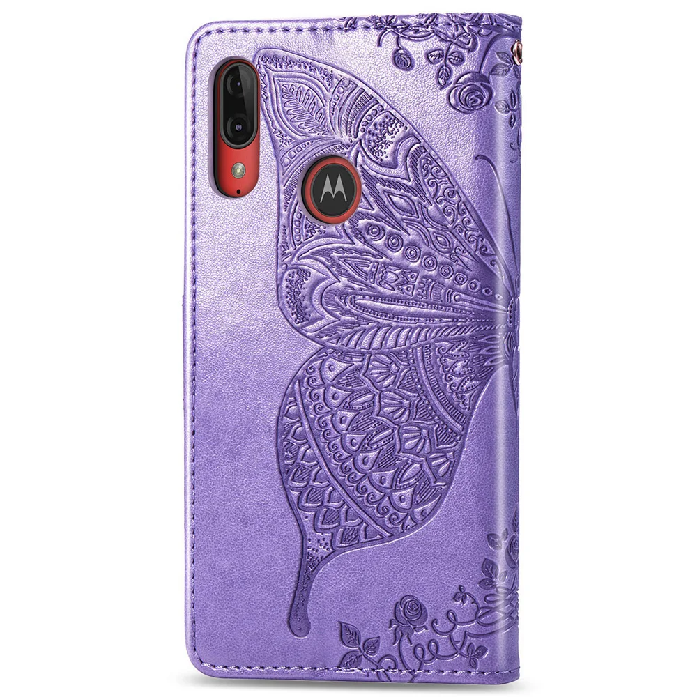 Кожаный чехол-книжка E6 Plus для Motorola E6 Plus, чехол с бабочкой, чехол-кошелек с цветочным рисунком для Motorola Moto E6s, чехол для телефона