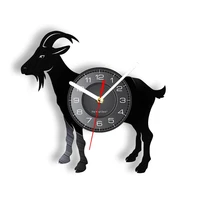 goat silhouette laser etched vinyl record wall clock farm animal handicraft artwork decorative clock watch for kids room nursery