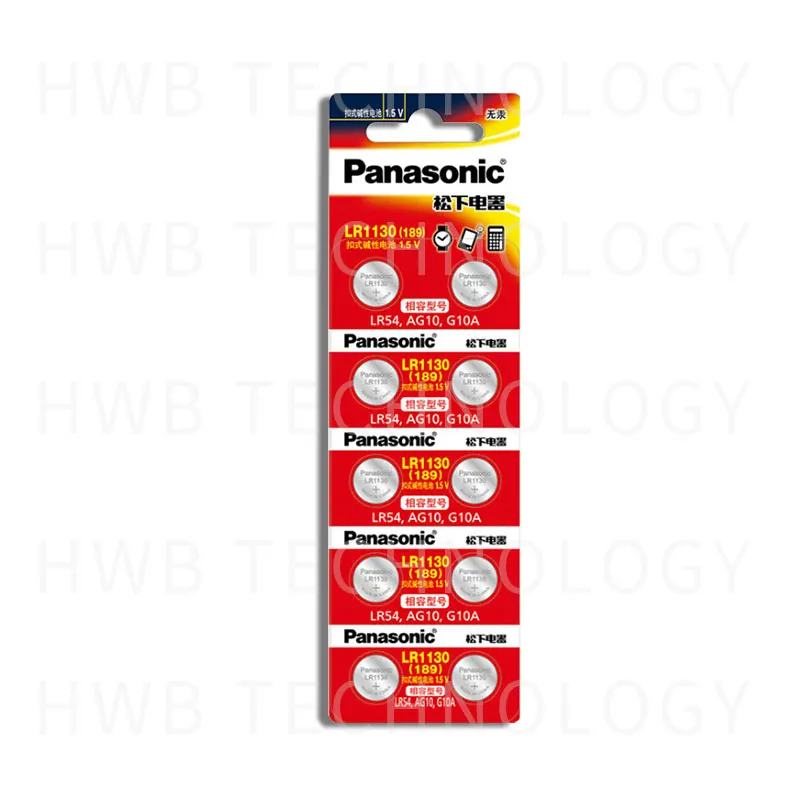 100 шт. 100% оригинальные щелочные кнопочные батарейки PANASONIC LR54 189 AG10 L1131 SR1130 G10 V10GA 389