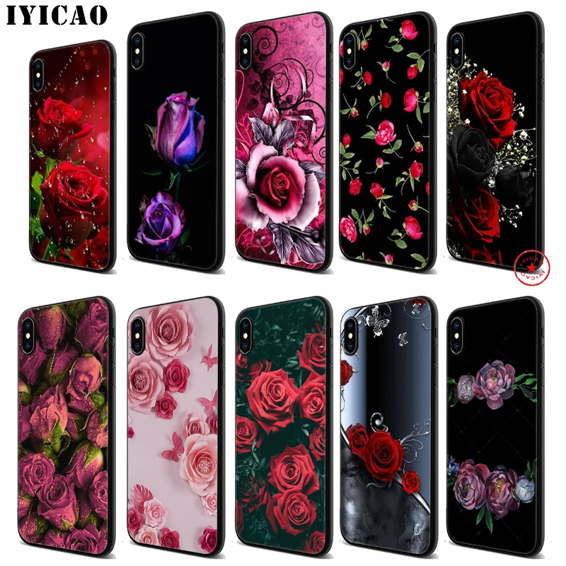 IYICAO классный розовый цветной мягкий черный силиконовый чехол для iPhone 11 Pro Xr Xs Max X