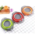 Складная Силиконовая дуршлаг, корзина для мытья овощей и фруктов, ситечко, складная сливная корзина с ручкой, кухонный инструмент