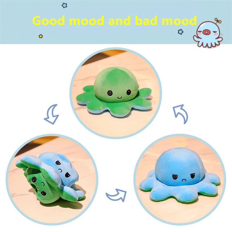 

Plushie 25 фигурок игрушек реверсиб новейший подарок-Осьминог реверсивел пулпо для женщин двусторонние цвета Шифтер для аутизма синий