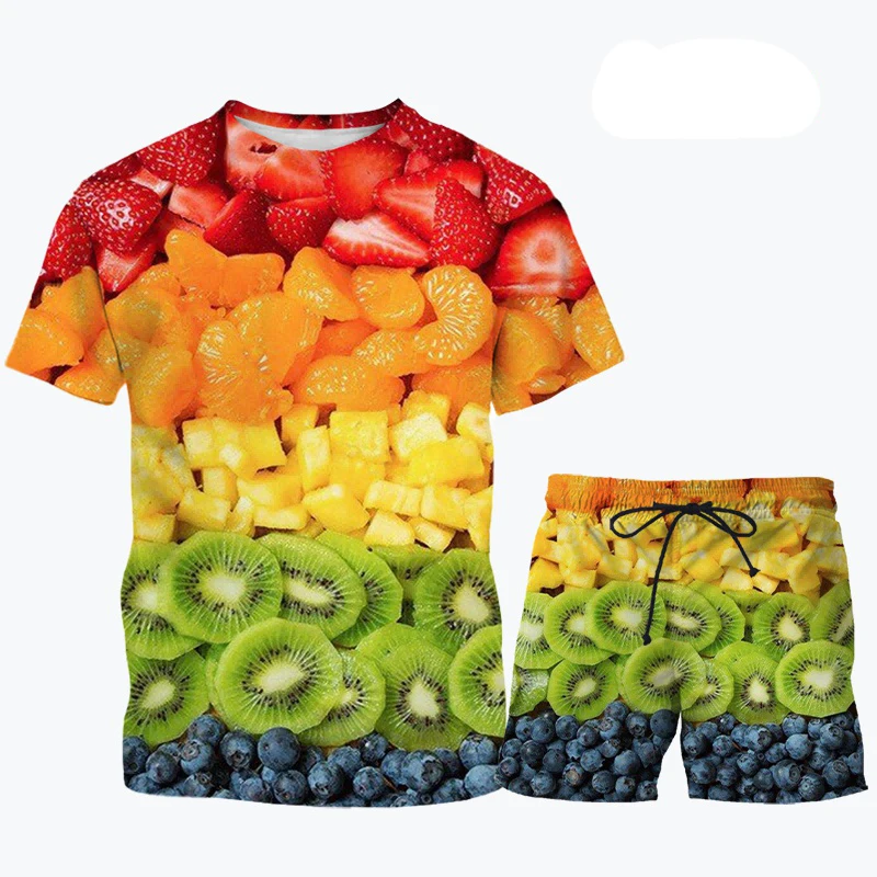 

Fashion hot Man / Woman Hip Hop Harajuku Flower Style Street Clothing Fruit 3D Suit Casual Top Set Men Clothing Streetwear