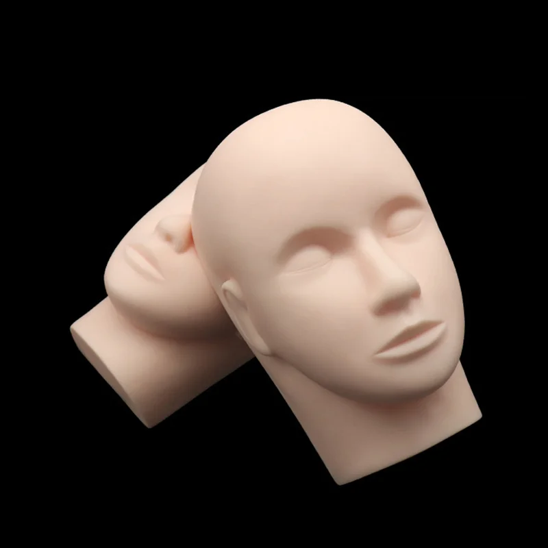 

Training Fake Silicone Head Soft Smooth Flat Cosmetology Flat Mannequin Head Eyelashes Extension Face Makeup Tattoo Massage