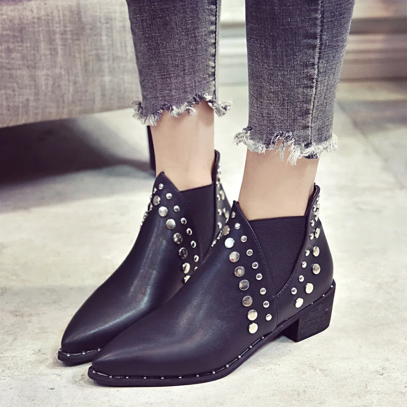 Женские ботинки Мартенс повседневные кожаные Ботинки на каблуке с острым носком