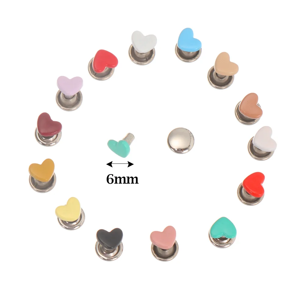 

10Pcs 6mm Mini Mushroom Spikes Buttons Doll Metal Heart Eyelet Buckles for DIY Doll Bag Shoes Dolls Clothing Sewing Accessories