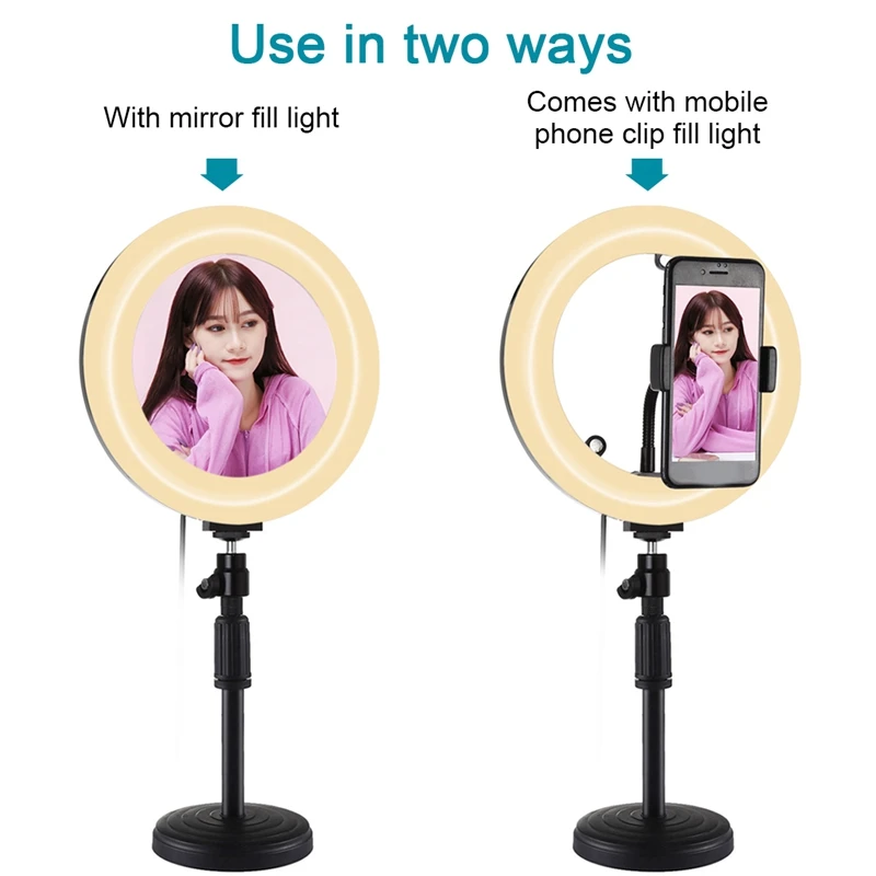 

for PULUZ PKT3079B Tripod Mount+7.9Inch 20cm USB Ring Light for Vlogging Video Light Live Broadcast Kits