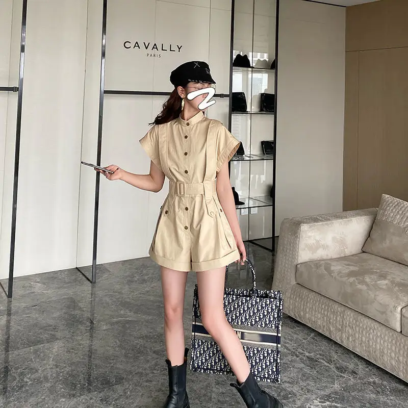 

2021 European Station Women's High-Waist Tooling Wide-Leg Jumpsuit Spring And Summer New Feminino Oodji Elastico Skorts Shorts