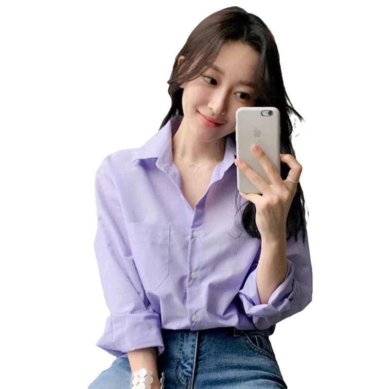 GOPLUS/Весенняя женская блузка Весенняя рубашка в полоску с длинным рукавом