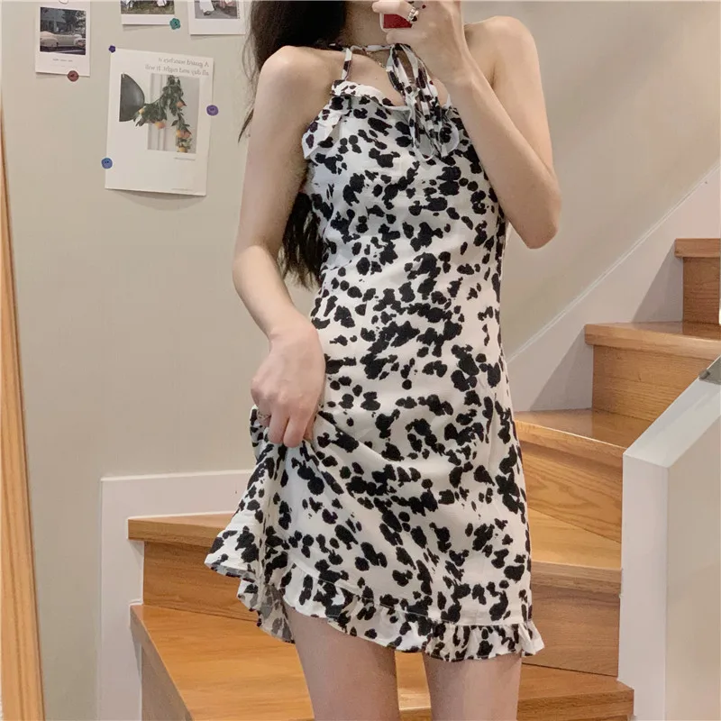 

Fashion Brand Off Shoulder A-line Mini-dresses Women Print Vintage Sleeveless Spaghetti Strap Dress Strapless Hipster New