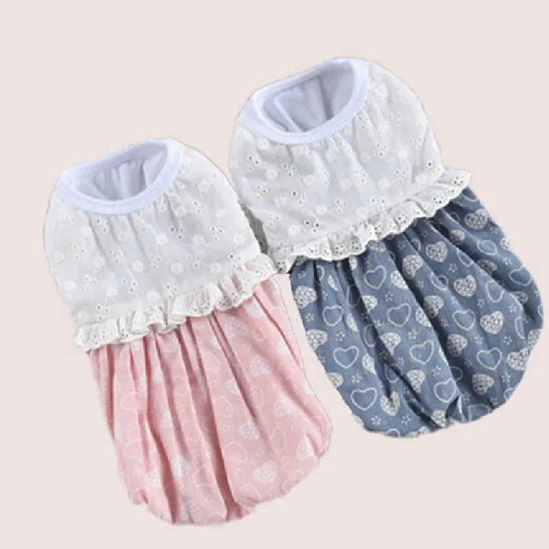 

Кружевное платье с изображением милого сердца собаки юбка одежда для кошек и щенков одежда для йоркширского померанского пуделя Бишон шнау...