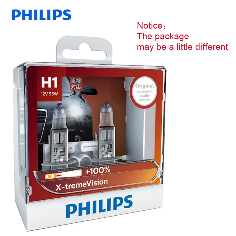 Оригинальная Автомобильная фара Philips H1 H4 H7 H11 HB3 HB4 X treme Vision яркая галогенная лампа
