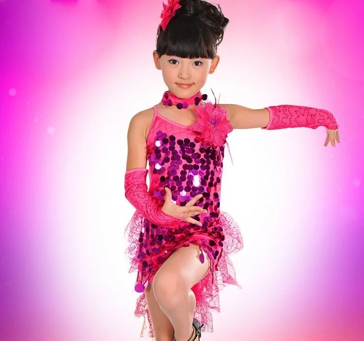 feecolor Girls dance dress Costumes Large sequined chiffon fishtail skirts Latin Dance Dress Samba Salsa Tutu Skirts | Тематическая