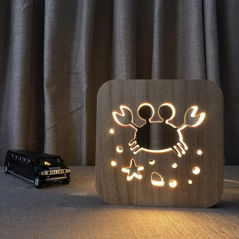 

Маленький краб, креативный новый экзотический светодиодный ночник с USB, 3D лампа, декоративные маленькие украшения