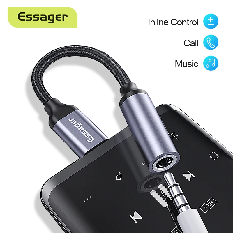 Кабель адаптер Essager с разъемом AUX Type C на 3 5 мм для наушников Huawei P30 P20 Pro Xiaomi mi USB