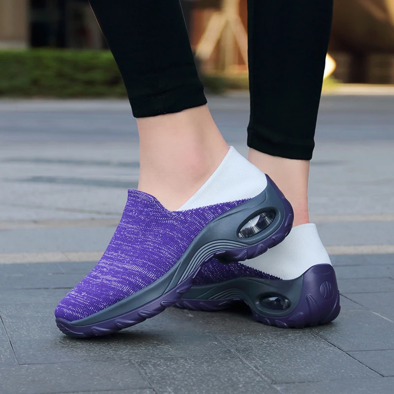 

Slip on Womens Walking Shoes Half Drag Sandals Female Gym Sport Sneakers Mesh Platform Wedge Sneakers Ladies Nurse Work Shoes