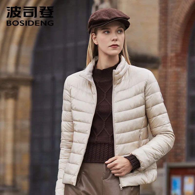 

BOSIDENG OUTLETS new women down jacket early winter down coat ultra light stand collar warm outwear waterproof