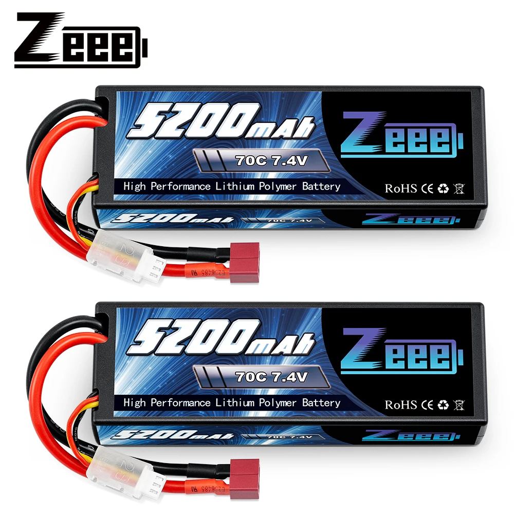 2 шт. Zeee 2S Lipo батарея 7 4 В 5200 мАч 70C жесткий чехол с разъемом Deans для