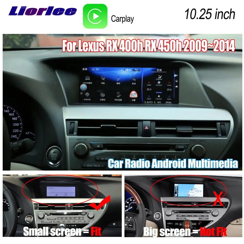 

Автомагнитола Liorlee для Lexus RX 400h RX 450h 2009-2014, Автомобильный мультимедийный проигрыватель на Android с GPS-навигацией и HD-экраном