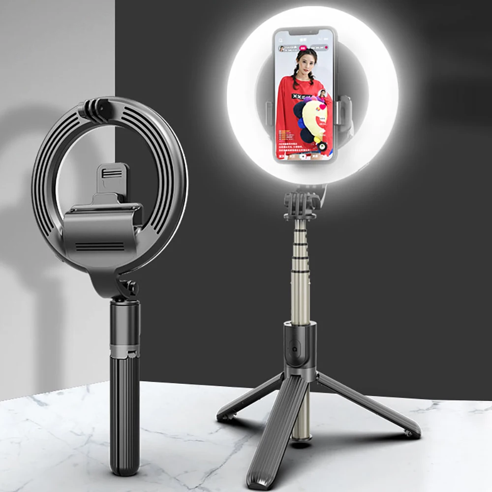 

L07 Selfie Stick 4in1 Selfie LED Ring Light Wireless Bluetooth Mini Tripod Handheld Extendable Foldable Selfie Stick With Remote