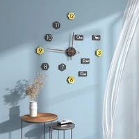 minimalist silent wooden large decorative diy wall clock modern design living room home kitchen brief decoration watch stickers
