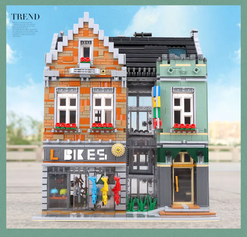 

Le-10004 Street View Series Architecture Toys The Bike Shop Model Building Blocks Assembly Kit Kids Christams Educational Gifts