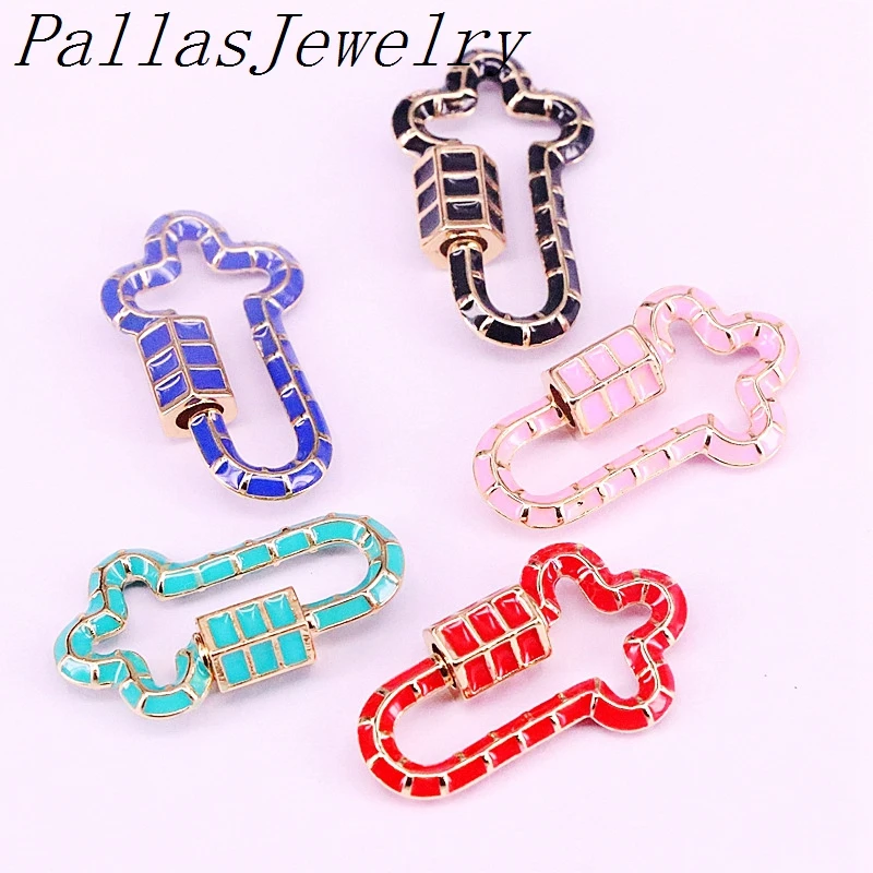 

5Pcs, Enamel Cross Carabiner Lock Clasp DIY Connector Clasps For Jewelry Making Accessories