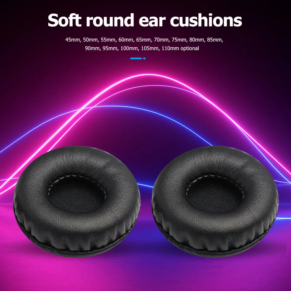 

2x 45mm-110mm Replacement Earpads Soft Protein Skin Foam Headphones Cushions for Sony AKG Sennheiser ATH Philips Round Headset
