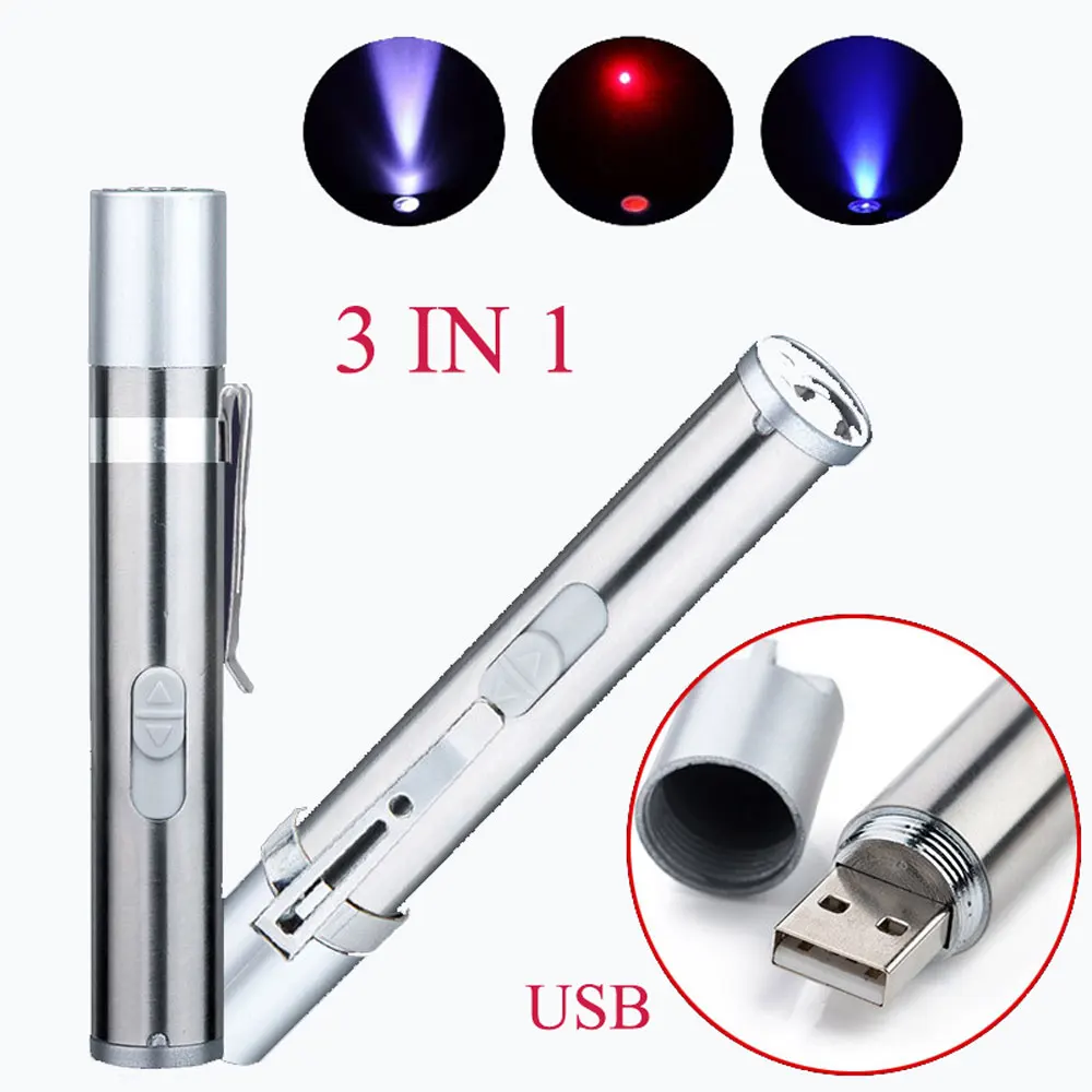 

Фонарик лазерный, 3 в 1, с зарядкой от USB