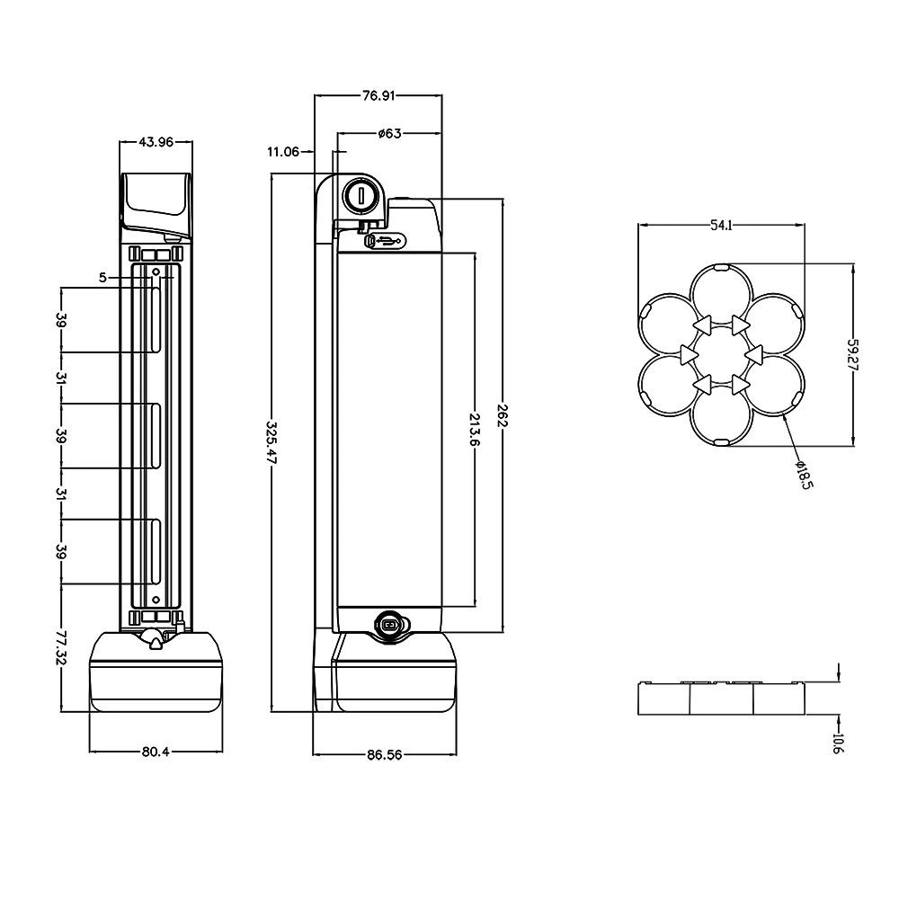Чехол для аккумулятора мини бутылки электровелосипеда 36 В 10S2P с держателем 21 шт.