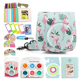 Banana leaf flamingo CAIUL мини-чехол для камеры для Fujifilm Instax Mini 9 8 8+ мгновенная пленка для камеры премиум-класса PU кожаная сумка в комплекте аксессуар для камеры - Цвет: Banana leaf flamingo