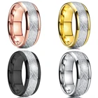 Мужское кольцо из нержавеющей стали, 4 цвета, винтажное серебристое обручальное кольцо с инкрустацией метеоритом