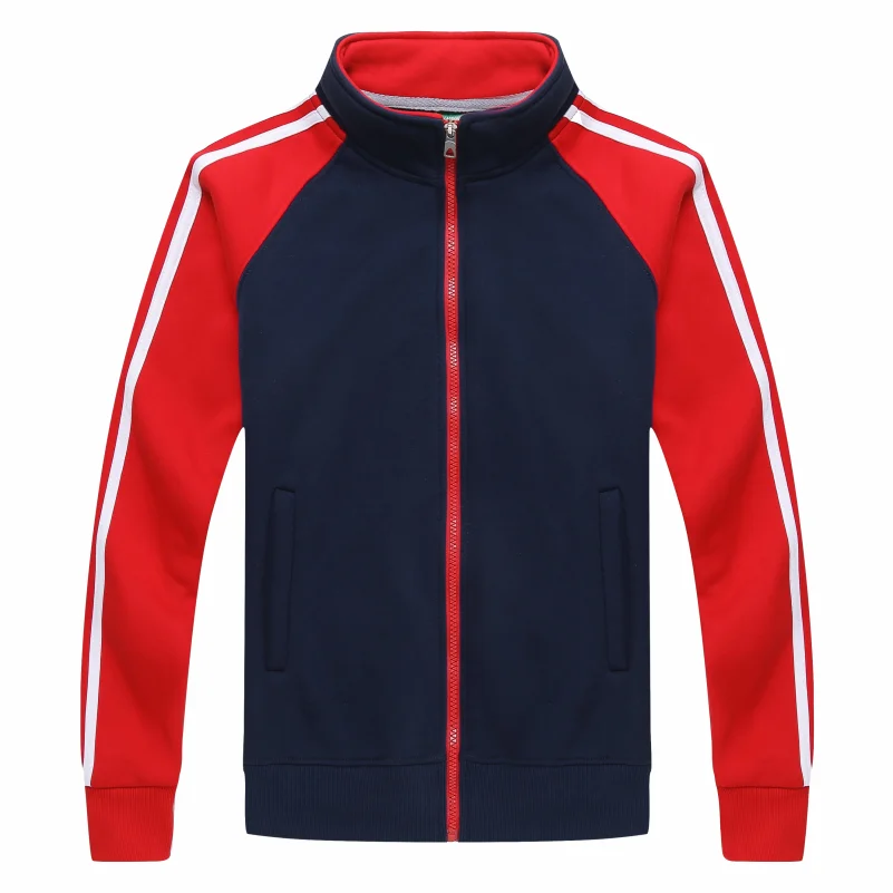 Осенне-зимняя флисовая куртка с воротником-стойкой контрастных цветов