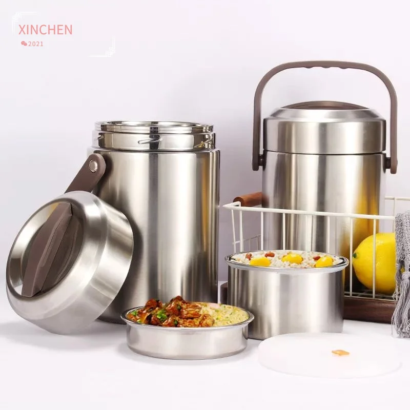 

1.5L/2L/2.6L Large Capacity 304 Stainless Steel Thermal Lunch Box Portable Lunch Box Adult Student Bento Box Lunch Bucket