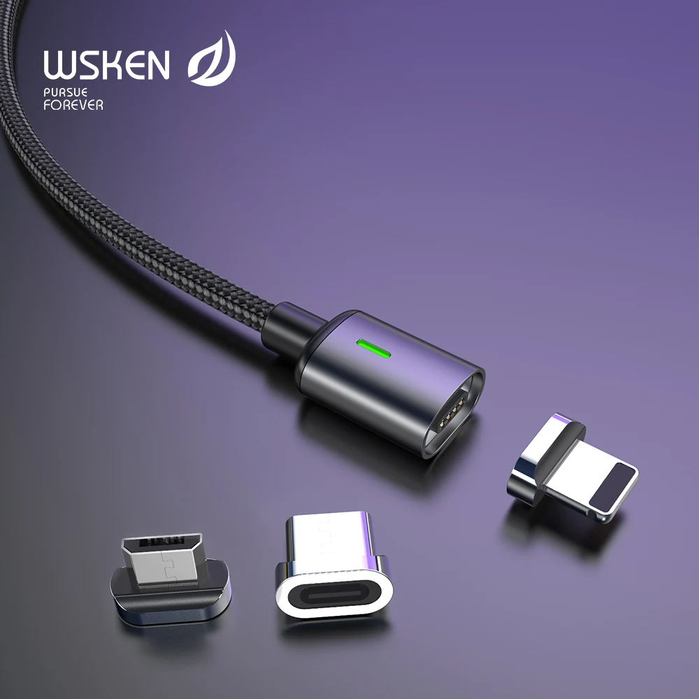 Магнитный usb-кабель Wsken, USB C, быстрая зарядка, USB type C, магнитное зарядное устройство для iphone, Micro usb, быстрая зарядка, Шнур USB для мобильного телефона