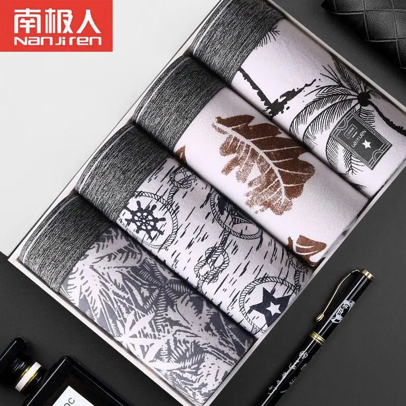 4pcs Hot Underwear Men Cotton Boxer Homme Brand Underpants Male Panties Wild BreathbaleShorts Sexy UConvex Pouch Plus Size L-3XL