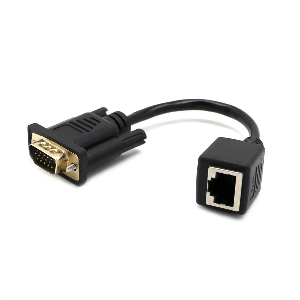 Ouhaobin VGA удлинитель штекер к локальной сети Cat5 Cat5e RJ45 Ethernet Женский кабель передачи