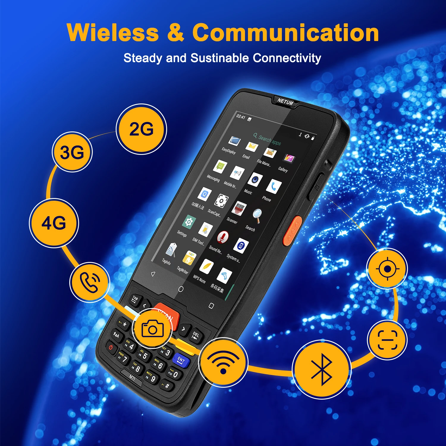 NETUM Portable PDA Android Termina PDA-P7100 Handheld 2D Barcode Scanner Touch Screen Android Terminal Device with WIFI 4G GPS