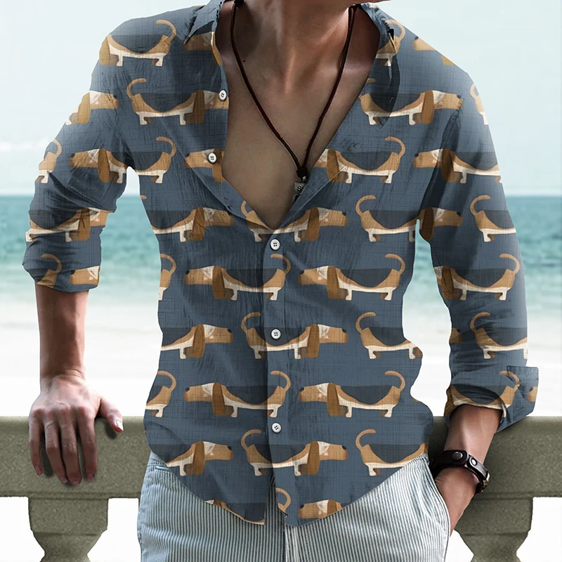 

Colorful Bright Cartoon Dog Daily Spring And Autumn Casual Design Custom Shirt