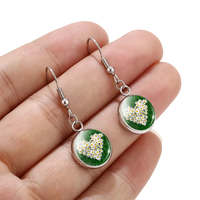 Серьги-подвески с цветами Ромашка | Украшения и аксессуары