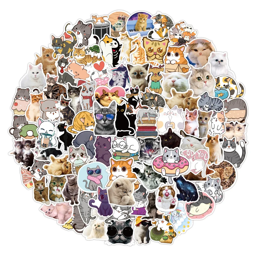1050100pcs kawaii cat stickers decal for girl cute cartoons animal sticker to suitcase stationery fridge water bottle guitar free global shipping