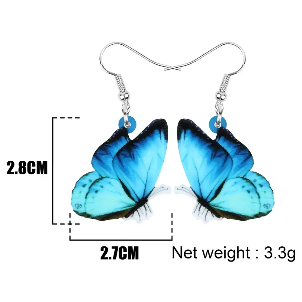 ARWA Акриловые Синие Морфо Бабочка Насекомое серьги Большая печать подвеска в виде