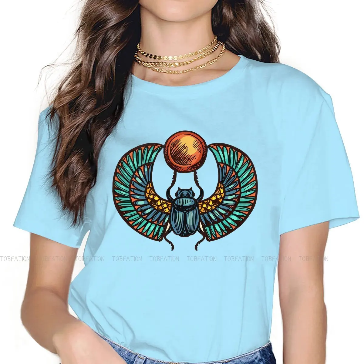 

Scarab Hip Hop TShirt Ancient Egypt Printing Streetwear Comfortable T Shirt Women 5XL Unique