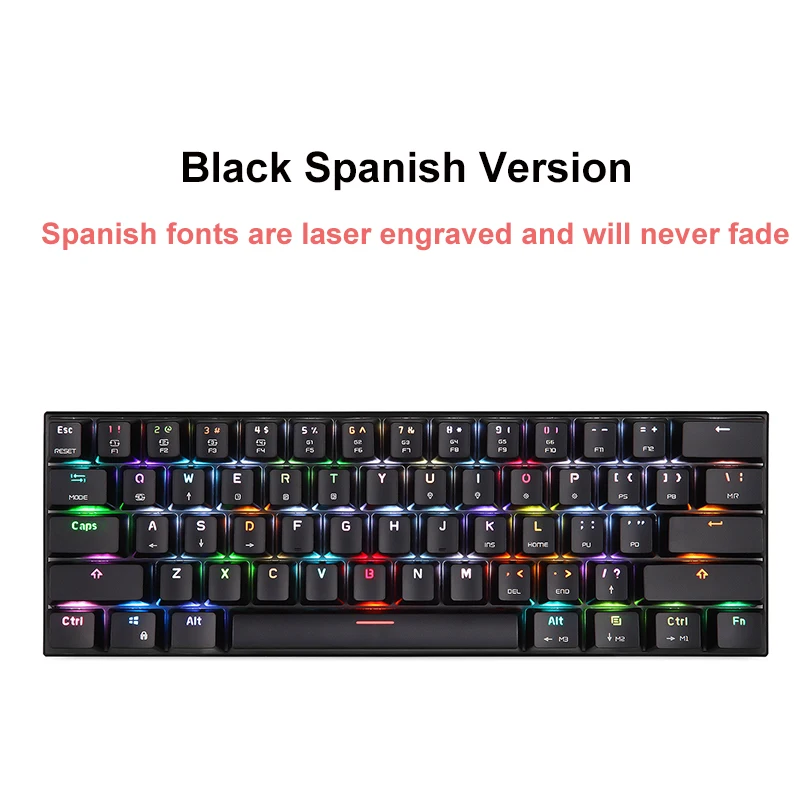 Spanish version Motospeed CK62 USB Проводная/Bluetooth Двухрежимная игровая механическая клавиатура 61 клавиша RGB светодиодный подсветка для ПК компьютера геймера - Цвет: Spanish version