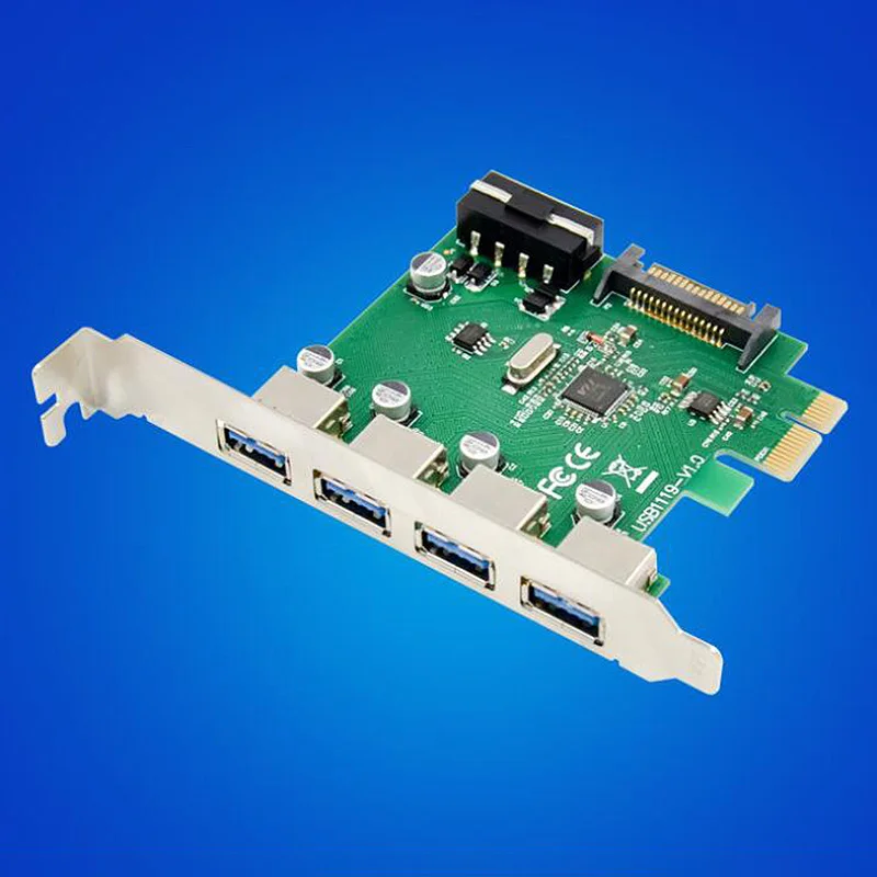 PCI-E к 4 портам USB 3 0 конвертер карта порта USB3.0 адаптер VL805 чипсет Sata 4Pin источник