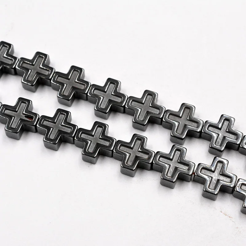 Concave Cross Bulge Black Hematite Stones Make Beads for Jewelry Making Accessories Bracelet Necklace DIY | Украшения и
