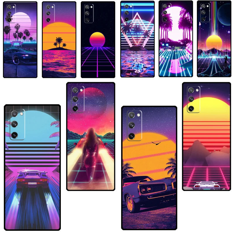 Ретро неоновый чехол для телефона Vaporwave в стиле 80-х Samsung Galaxy S21 S20 Ultra Note 20 10 S8 S9 S10 Plus