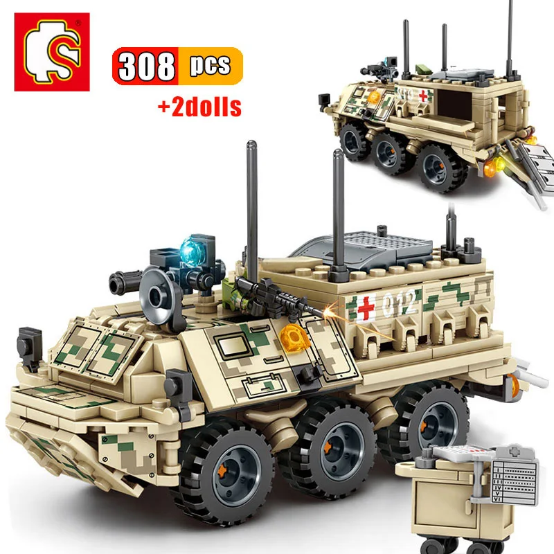 SEMBO 262 штук военный скорой помощи строительные блоки совместимы с WW2 автомобиля