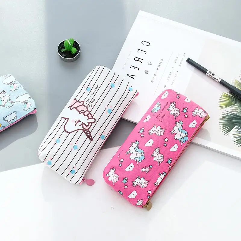 Креативный простой холщовый чехол карандаш с изображением единорога большой