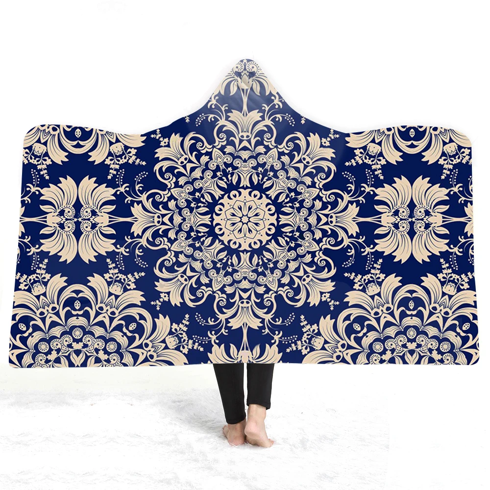 

Beach Shells Hooded Blanket for Travel Out Winter Essentials Color Portable Warmth Throw Blanket Microfiber For Child Adult